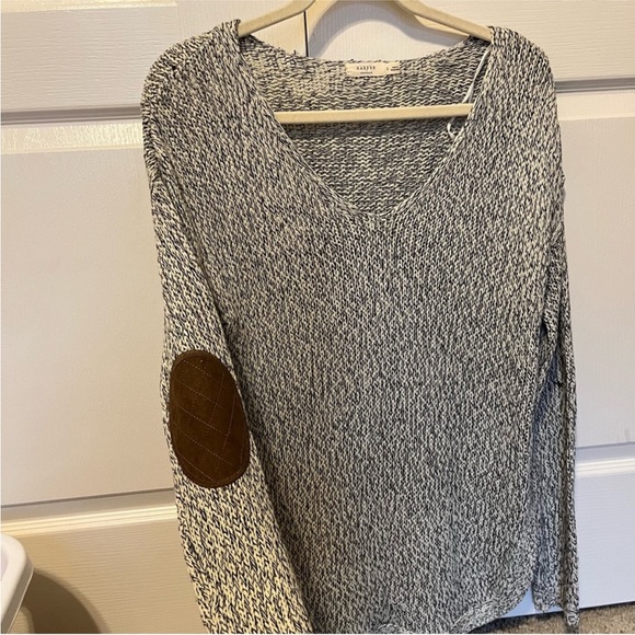 Harper Sweaters - Harper Heritage  V-Neck Sweater with Brown Elbow Patches